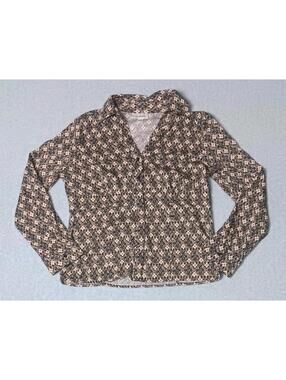 Dressbarn Long Sleeve Button Up Shirt Womens Size Medium Black And Tan...